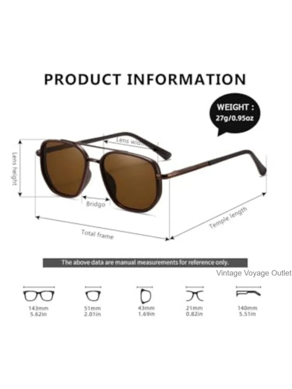 Polarized UV400 Square Aviator Sunglasses Metal Frame Retro Shades Driving Beach